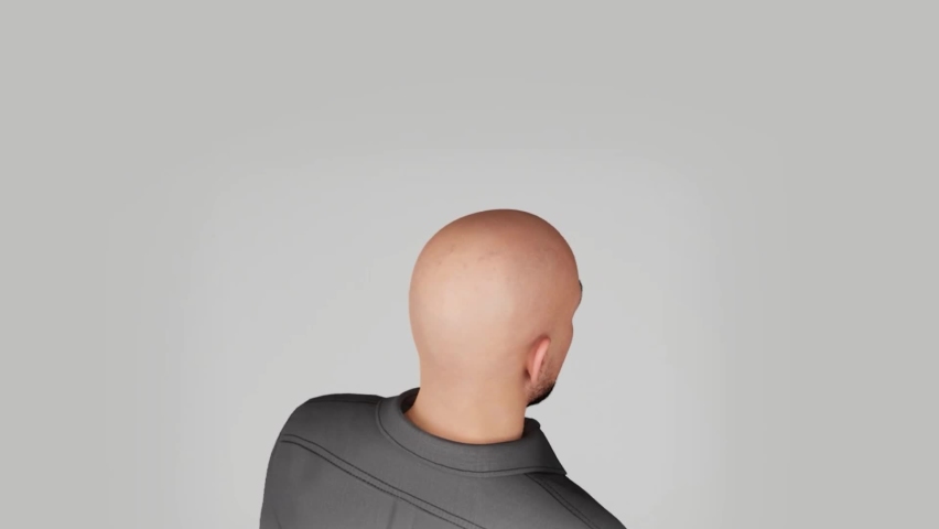 3D Render and 3D illustration Man before after hair loss treatment. Head balding man before after hair.  Royalty-Free Stock Footage #1096124063
