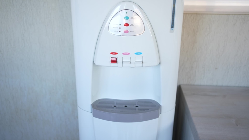 Slowly revealing a water dispenser from bottom to top