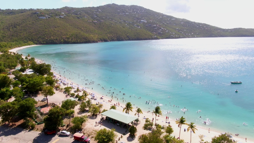 Gorgeous beach in St. Thomas US Virgin Islands with clear turquoise waters Royalty-Free Stock Footage #1096144105