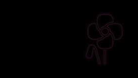Glowing neon line Poppy flower icon isolated on black background. 4K Video motion graphic animation.