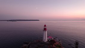 Lighthouse Park West Vancouver, aerial footage, ocean sunset, Horseshoe Bay, rocky shoreline. 4K 24FPS PRORES 422. - Powered by Shutterstock - Get 15% off with code: PIKWIZARD15