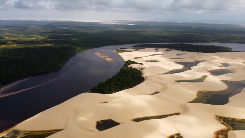 Mandacaru Village at Barreirinhas city in Maranhao state near Lencois Maranhenses National Park. Brazil Northeastern. Mandacaru Village. Tourism scenery at Lencois Maranhenses. 