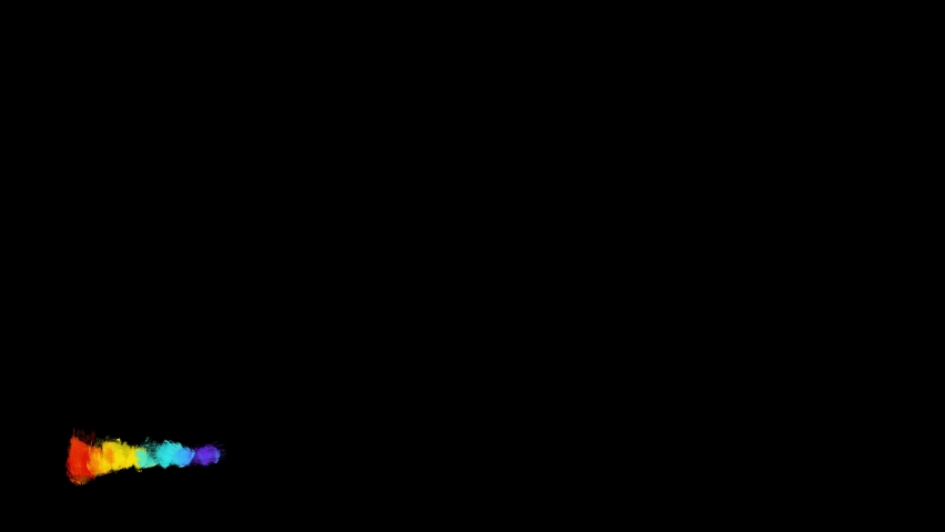 Rainbow drawing animated element isolated on black background. Hand drawn in out cute texture animation. Crazy doodle cartoon style frame by frame classic old style animation.