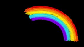 Rainbow drawing animated element isolated on black background. Hand drawn in out cute texture animation. Crazy doodle cartoon style frame by frame classic old style animation. - Powered by Shutterstock - Get 15% off with code: PIKWIZARD15