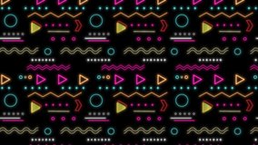 Animated background from a pattern of neon shapes.