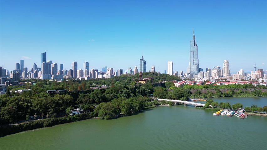 Aerial view of the ancient Jiming Temple in Nanjing, Jiangsu Province, China