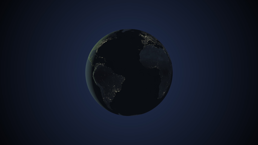 Seamless looping animation of the earth at night zooming in to the 3d map of Sweden with the capital and the biggest cites in 4K resolution