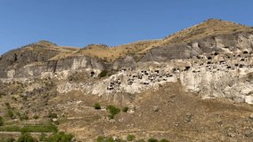 Vardzia Cave Monastery site located  at the slopes of the Erusheti Mountain on the left bank of the Kura River, Georgia.