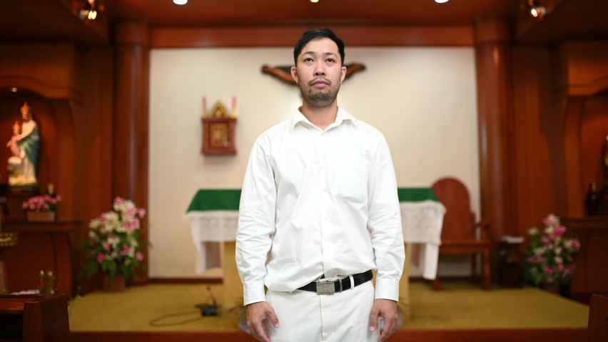 Christian man asking for blessings from God,Asian man praying to Jesus Christ | Shutterstock HD Video #1096219293