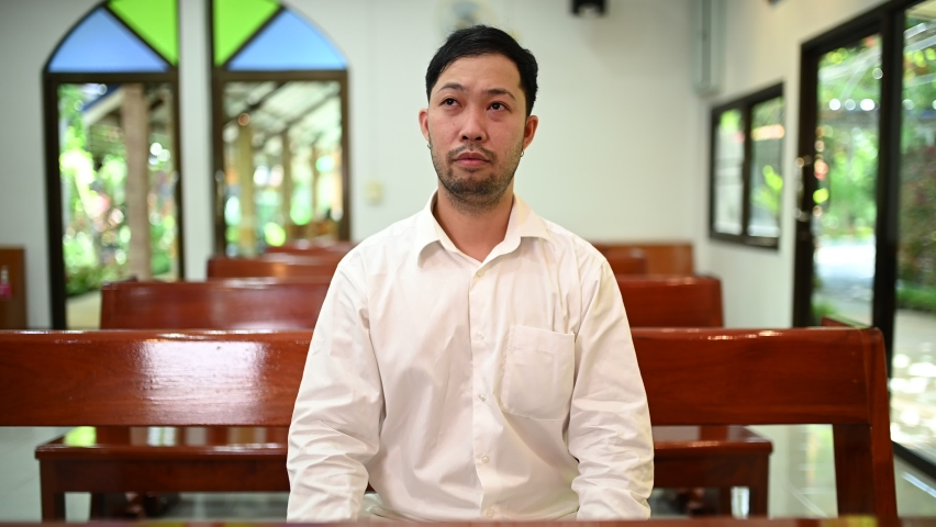 Christian man asking for blessings from God,Asian man praying to Jesus Christ | Shutterstock HD Video #1096219319