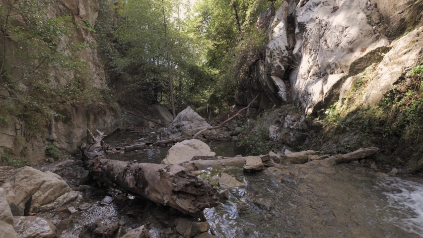 Mountain autumn landscape in California. Cedar creek. 