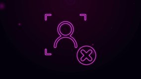 Glowing neon line Rejection face recognition icon isolated on purple background. Face identification scanner icon. Facial id. Cyber security concept. 4K Video motion graphic animation. - Powered by Shutterstock - Get 15% off with code: PIKWIZARD15