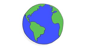 Rotating Earth hand-drawn spinning globe animation, 2D loop - Powered by Shutterstock - Get 15% off with code: PIKWIZARD15
