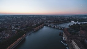 Establishing Aerial View Shot of Toulouse Fr, Haute-Garonne, France