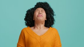 Ill allergic young African American woman sneezing without covering mouth to camera. Sick girl got flu concept or caught cold, having allergy symptoms.Unhealthy lady suffer from seasonal virus disease - Powered by Shutterstock - Get 15% off with code: PIKWIZARD15