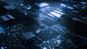 The mother server is processing the data, Circuit board futuristic server code processing. Blue technology background with bokeh. 3d rendering - Powered by Shutterstock - Get 15% off with code: PIKWIZARD15