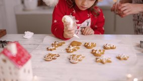The child in Santa hat is uplifted by the preparation to make ginger cookies for the Christmas holiday. Mother and daughter cooking Christmas cookies For Merry Christmas and Happy Holidays together. - Powered by Shutterstock - Get 15% off with code: PIKWIZARD15
