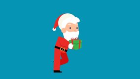 Running Santa Claus with Gift. Video animation or motion concept