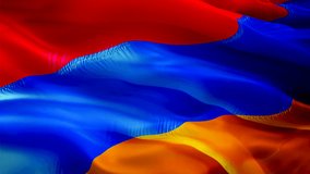 Armenia flag video. National 3d Armenian Flag Slow Motion video. Armenia tourism Flag Blowing Close Up. Armenian Flags Motion Loop HD resolution Background Closeup 1080p Full HD video flags waving in 