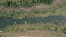 Arieal drone footage above river 