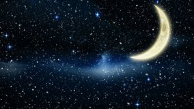 Animation of snow falling on night sky with crescent moon. christmas, winter and celebration concept digitally generated video. - Powered by Shutterstock - Get 15% off with code: PIKWIZARD15