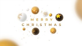 Abstract Merry Christmas greeting animation video design. 3d white, black and gold Christmas balls .  - Powered by Shutterstock - Get 15% off with code: PIKWIZARD15
