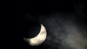 Amazing realtime raw footage of natural phenomenon solar eclipse across clouds and wind. Real video filmed on telescope with nikon Z9 high quality 8k camera