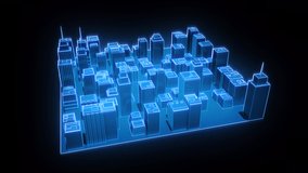 3D wireframe mesh of a city rotating on a transparent background. Looped. - Powered by Shutterstock - Get 15% off with code: PIKWIZARD15