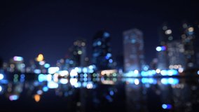 Abstract city night lights illuminated blurred urban background with water reflection effect. Blur view of the night city Bokeh light  - Powered by Shutterstock - Get 15% off with code: PIKWIZARD15