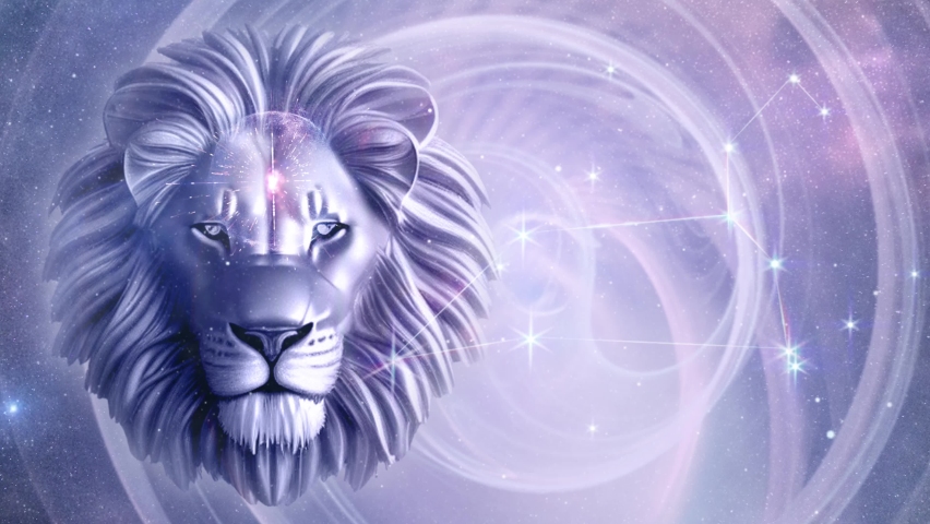 Lion and Cosmic Portal 3D illustration, Meditation Animation Royalty-Free Stock Footage #1096305279