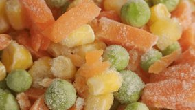 Frozen vegetables close up rotating camera motion stock footage