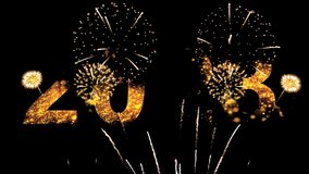 4K New Year's Eve Fireworks Celebrate Real Fireworks Background. Golden Multicolor Abstract Glowing Glowing Bokeh Fireworks Show In Night Sky Concept Merry Christmas and Happy New Year 2023. - Powered by Shutterstock - Get 15% off with code: PIKWIZARD15