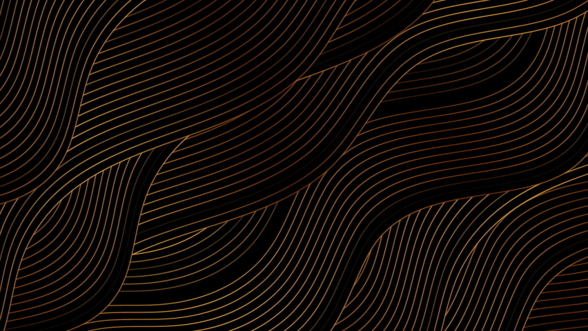 Black abstract background with golden wavy pattern. Seamless looping art deco ornament motion design. Video animation Ultra HD 4K 3840x2160 Royalty-Free Stock Footage #1096327693