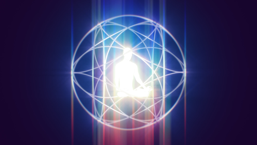 Looped 3d animation of a meditating
man in the astral of sacred energies | Shutterstock HD Video #1096331465