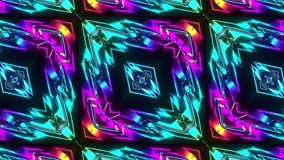 HD 3D Animation Futuristic kaleidoscope patterns. VJ Loop Psychedelic motion. Abstract Kaleidoscope Background. Motion Graphics Pattern. 4K Fractal Animation Footage