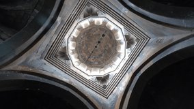 Interior apostolic Armenian church. Medieval Armenian Christian church interior. Looping video.