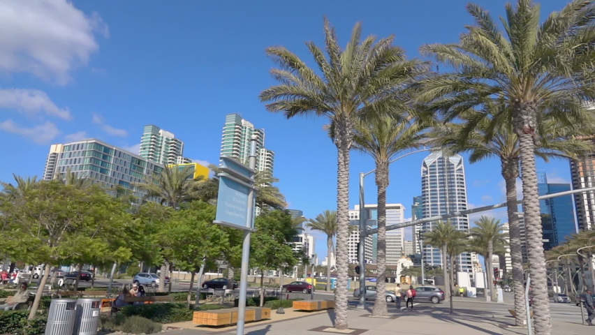 Architecture in San diego downtown in slow motion 250fps