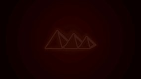 Glowing neon line Egypt pyramids icon isolated on black background. Symbol of ancient Egypt. 4K Video motion graphic animation.