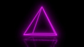 Abstract geometric technology shape of glowing neon.Neon luminous lines. Pyramid wireframe in perspective . Futuristic vector digital 3d seamless loop rotation. Glowing pink neon pyramid - Powered by Shutterstock - Get 15% off with code: PIKWIZARD15