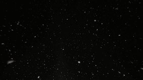 Real snow falls on camera. Falling snow. Heavy snowfall video. Winter fairy tale atmosphere