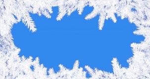 Animation of christmas trees spinning and white fir tree branches on blue background. Christmas, festivity, celebration and tradition concept digitally generated video.