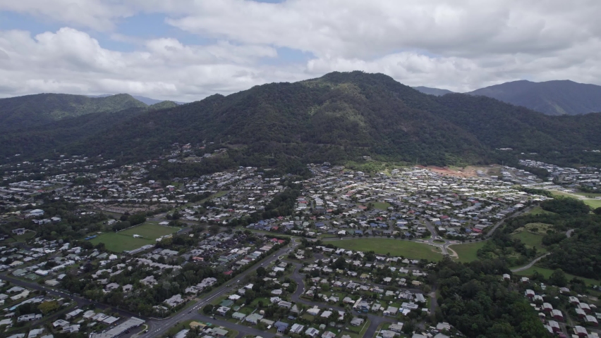 Neighborhood Of Cairns In Far North Queensland, Australia - aerial panoramic