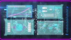 Animation of scope scanning and virus cell over data processing on black background. Global science, computing and digital interface concept digitally generated video. - Powered by Shutterstock - Get 15% off with code: PIKWIZARD15