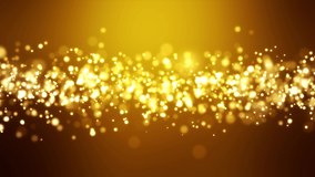 Video animation of christmas golden light shine particles bokeh over golden background and the numbers 2023 - represents the new year - vacation concept