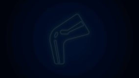 Glowing neon line Bone pain icon isolated on black background. Orthopedic medical. Disease of the joints and bones, arthritis. 4K Video motion graphic animation.