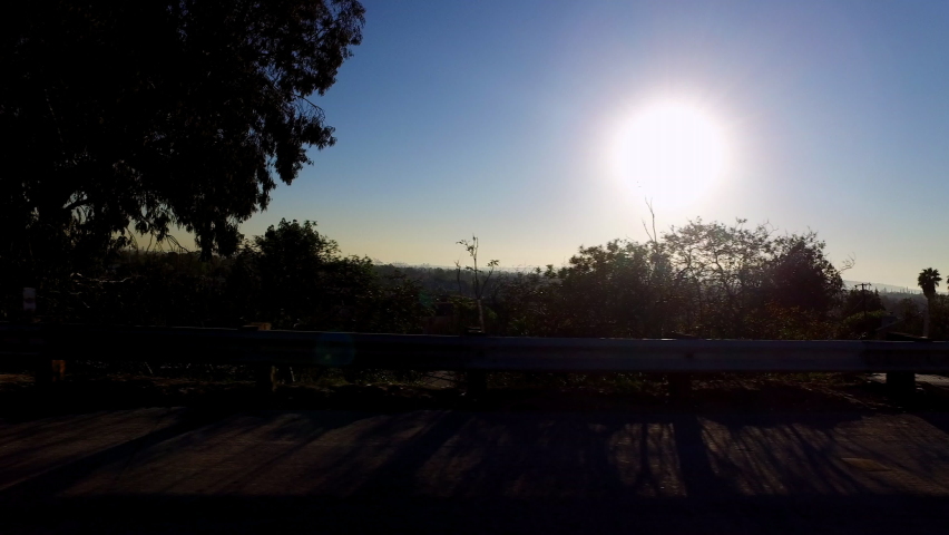Point Of View Of Beautiful City Seen From Vehicle Moving On Bridge Road - Long Beach, California