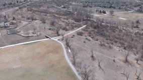 Empty Park in Winter • Aerial Drone Shot with Top Down Viewpoint • HD Horizontal Video