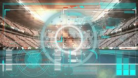 Animation of round scanner and interface with data processing against sports stadium. Computer interface and sports technology concept - Powered by Shutterstock - Get 15% off with code: PIKWIZARD15