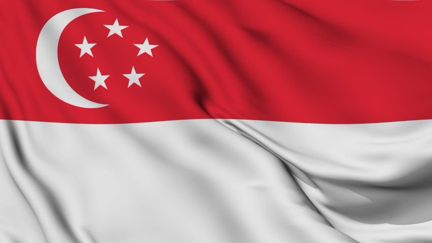 Singapore flag. Singapore Flag Seamless loop animation. 4k.