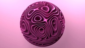 Abstract pink geometry processed wavy sphere video. 3D Render 